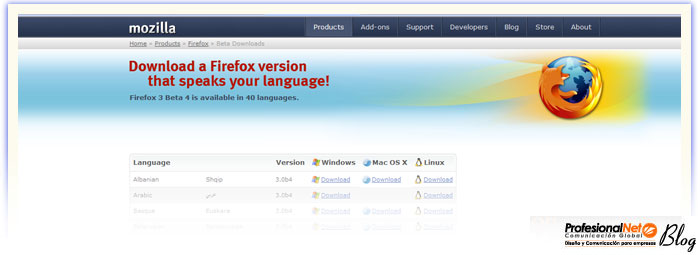 Lanzamiento de Mozilla Firefox 3 Beta 4