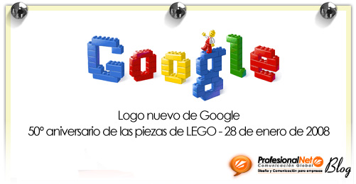 Nuevo logo de Google: 50º aniversario de las piezas de LEGO – 28 de enero de 2008