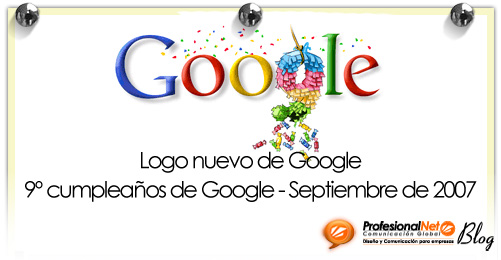 Nuevo logo de Google: 9º cumpleaños de Google – Septiembre de 2007
