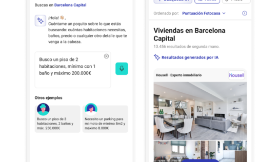 Fotocasa lanza un buscador de vivienda asistido por IA, único en el sector inmobiliario español