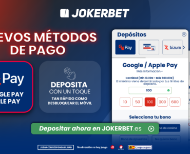 JOKERBET incorpora nuevos métodos de depósito instantáneos con Google Pay y Apple Pay